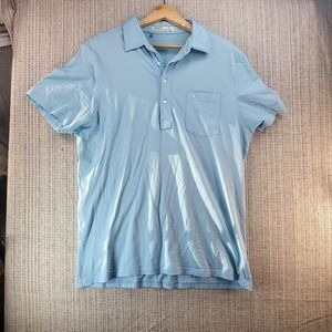 Criquet Polo Shirt Mens XL Light Blue Slim Fit Pocket Golf 3 Button Placket